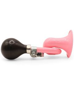 Pink Retro Style Bugle Type Bicycle Horn with Black Rubber Bulb