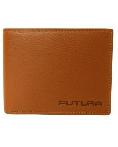 Futura Mens RFID Leather Coin Fold Over Genuine Leather Wallet - Tan