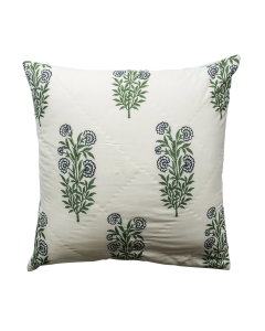 Kolka Iris Quilted Euro Sham Set Super Quality Cotton Quilted Front - Green