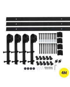 4m Antique Classic Style Double Sliding Barn Door Hardware Track Roller Kit