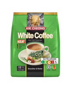 Aik Cheong White Instant Coffee 40g Sachets (Pack of 15) - Hazelnut Flavour (600g Total)