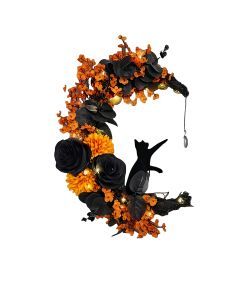 Gothic Halloween Moon Wreath Door Hanging