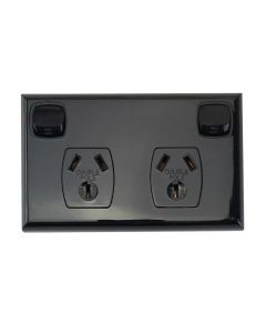 Double Pole 10AMP Power Point Double Black