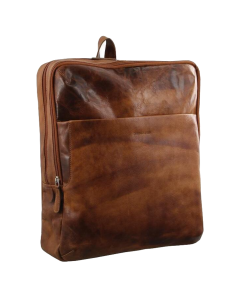 Pierre Cardin Unisex Rustic Leather Large Backpack Bag - Cognac (Rucksack)