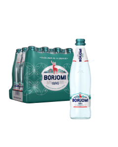 12x Borjomi Naturally Carbonated Sparkling Mineral Water Glass Bottle - 500ml (Product of Georgia)