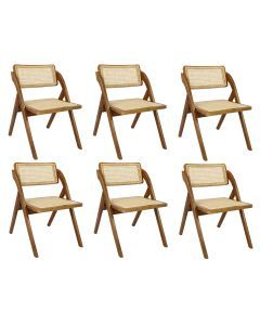 Levede 6x Foldable Dining Chairs Accent Wooden Chair Rattan Furniture Lounge