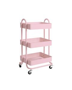Levede 3 Tiers Kitchen Trolley Cart Steel Storage Rack Shelf Organiser Pink