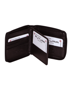 Futura Mens RFID Zip Around Leather Wallet - Brown