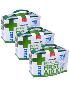 3x 258pcs Premium First Aid Kit Bulk Pack - Emergency Medical Set for Work/Offices/Family