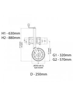ALKO Premium 10" 250mm Heavy Duty Large Swivel Bracket Jockey Wheel 623660XP3 / 450-00642