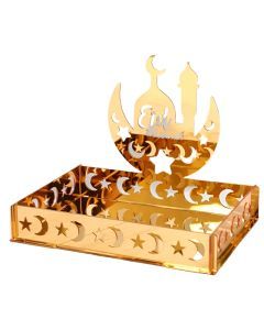 Golden Acrylic Eid Moon Star Dessert Tray