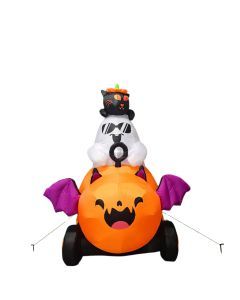 Halloween Inflatable Ghost with Pumpkin Cart - 6FT