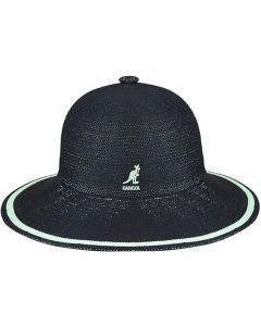 Kangol Womens Tropic Wide Brim Stripe Casual Lightweight Bucket Hat - Black - L