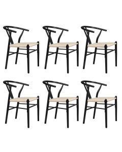 Levede 6x Dining Chairs Wooden Hans Wegner Chair Wishbone Chair Cafe Lounge Seat