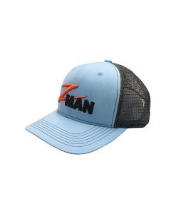 Zman Light Blue/Charcoal Premium Trucker Cap - Fishing Hat with Snap Closure