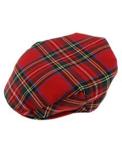 Stratford England Linney Mens Tartan Flat Hat - Wool Country Driving Fishing Cap)