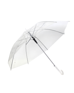 Clear Transparent Umbrella w/ White Handle (Wedding Rain Parasol)