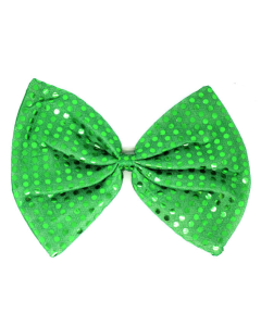 Green Large Sequin Polka Dots Bow Tie - Fancy Dress Costume Party