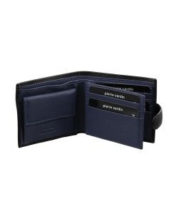 Pierre Cardin Mens Italian Leather Two-Tone Wallet - Black/Midnight
