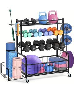 Double-Layer Iron Storage Rack for Sports Equipment