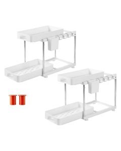 Toque 2 x Under Sink Organizer 2 Tier Cabinet Storage Rack Adjustable Kitchen