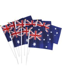Australian Hand Flags – Set of 8 (14cm x 21cm) Bulk – For Australia Day Celebrations