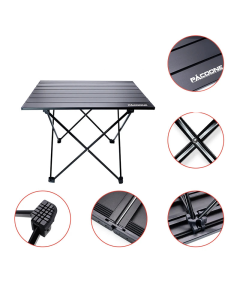 Portable Folding Camping Table Aluminum Black