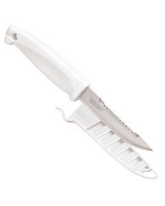 Rapala 4 Inch Bait Knife with Serrated Upper Blade and Knife Sheath