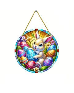 Easter Bunny Suncatcher Round Acrylic Hanging Sign