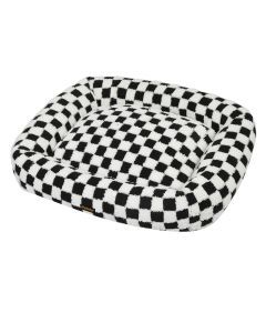 Pawz Dog Bed Calming Pet Checkered Plush Bed Soft Washable Bed Non-Slip M Size