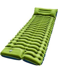 Inflatable Sleeping Pad Built-In Pillow Compact Green