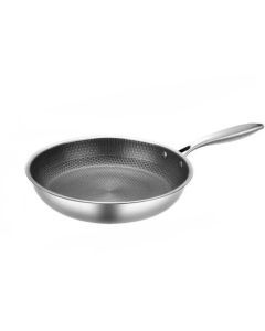 Premium 30cm Stainless Steel Honeycomb Nonstick Skillet Silver