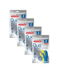 Hygiene Plus Duo Kitchen and Bathroom Gloves 2pk (Medium) x4