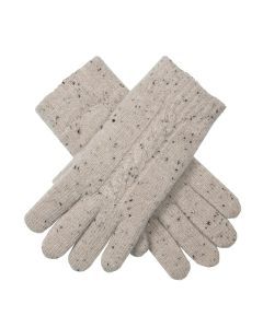 Dents Womens Cable Knit Gloves with Marl Yarn - White