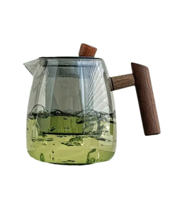 Glass Tea Kettle with Strainer & Wood Handle