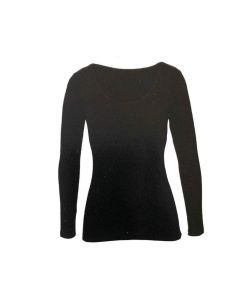 Merino Skins Ladies Scoop Neck Long Sleeve Thermal Top - Black
