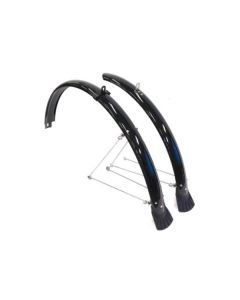 Flinger 700c Black Plastic Front and Rear Bike Mudguard Set 44mm Wide