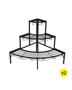 Levede 2x Outdoor Indoor Plant Stand Garden Metal 3 Tier Planter Corner Shelf