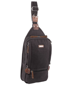 Pierre Cardin Canvas Crossbody Travel Shoulder Sling Bag - Black