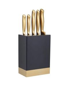 Mastercraft 6 Piece Brass Finish Stainless Steel Knife Block Set - Black/Brass