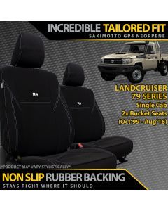 Razorback 4x4 GP4 Standard Neoprene 2x Front Seat Covers suitable for a Toyota Landcruiser 79 Single Cab