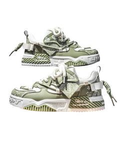 Men's Graffiti Patchwork Skateboard Sneakers (Green)