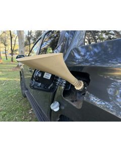 New BlackOps Desert Tan/Sand Diesel Fuel Funnel for vehicles with a screw in threaded fuel cap