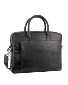 Pierre Cardin Leather Multi-Handle 15" Laptop Bag - Black
