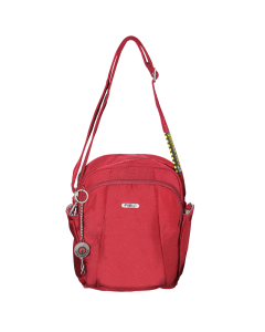 FIB Mens Tablet Crossover Bag - Burgundy (Crossbody Shoulder Strap Travel Wallet)