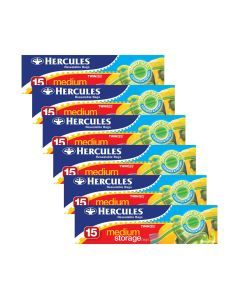 Hercules Medium Storage Bags 15pk x6