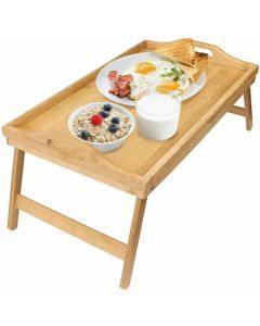 Bamboo Folding Table - Lap Serving Tray Desk for TV/Bed/Dinner/Food/Breakfast