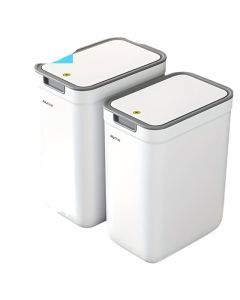 2pcs Sleek White Trash Cans with Odor-Seal Lids