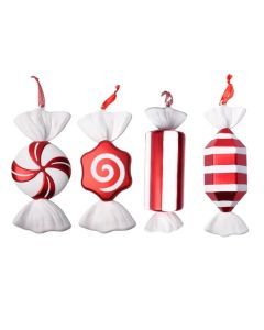 4PCS Large Red Candy Cane Christmas Ball Ornaments