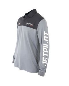 Jetpilot Venture Men's Long Sleeve Fishing Polo Shirt (Black-Silver)